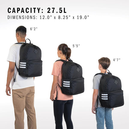 adidas 3-Stripe Classic Backpack for Men and Women, Bag with Laptop Sleeve, Twill Onix Grey/Black, One Size