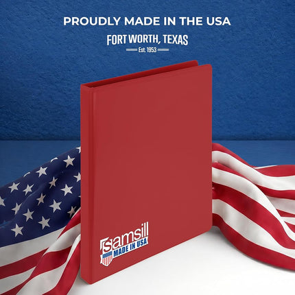 Samsill Durable 0.5 inch 3 Ring Binder, Made in USA, D Ring Binder,FSC 100% Recycled Chipboard, Red, 12 Pack
