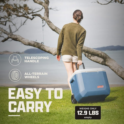 Glacière Coleman portable 50 pintes Xtreme avec roulettes - Maintient la glace jusqu'à 5 jours