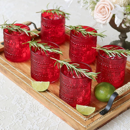 Kate Aspen Hobnail Beaded Red Drinking Glasses Set