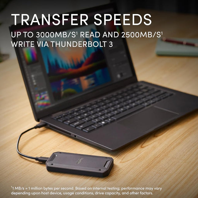 SanDisk Professional 4TB PRO-G40 SSD external Drive, Portable SSD, up to 3000 MB per sec, Thunderbolt 3 (40Gbps), USB-C (10Gbps), Ultra-rugged with IP68 rating for dust and water resistance