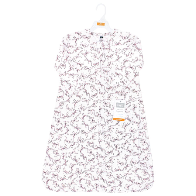 Hudson Baby Saco de Dormir, Manta, de Jersey de Algodón de Manga Larga Unisex para Bebé, Estampado Lazos Rosas, de 6 a 12 Meses