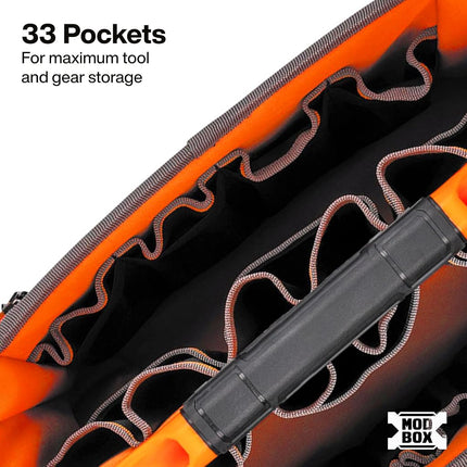 Klein Tools 62202MB MODbox Tool Tote, Part of the MODbox Mobile Workstation, 33 Pockets, Ample Tool Storage, Zipper Pocket for Small Items