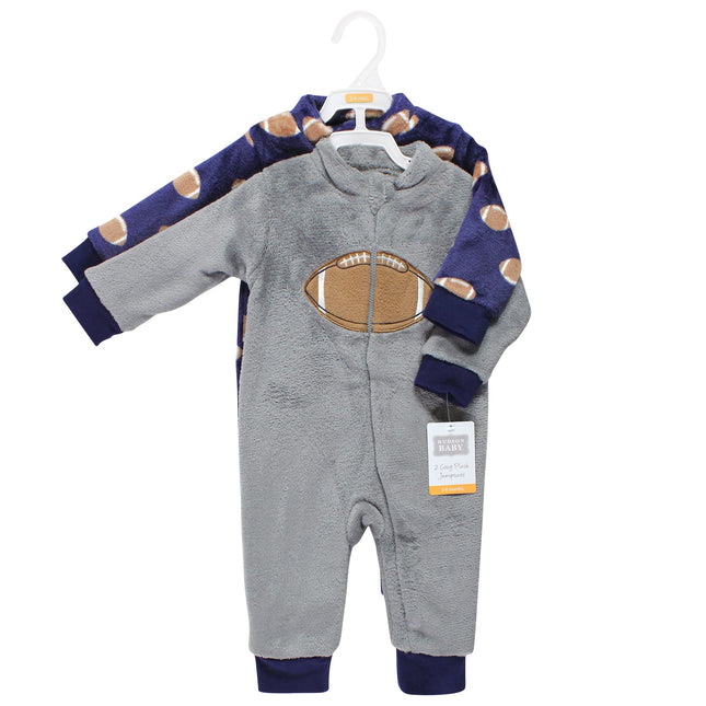Hudson Baby mamelucos de felpa para bebé niña, fútbol gris, 6-9 meses