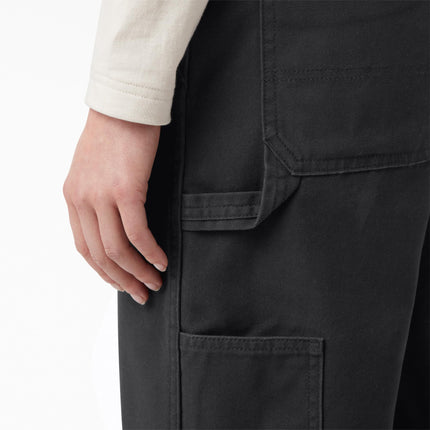 Dickies Womens W Bib Relaxed Straight, Rinsed Black, Medium