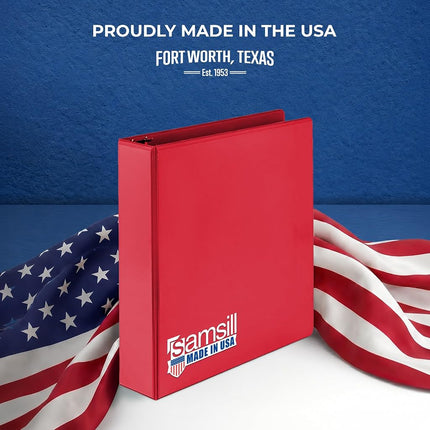 Samsill 2 Inch 3 Ring Binders, Made in USA, Economy Round Ring, Clear View Cover, 425 Sheet Capacity - for School, Home, Office - Red, 4 Pack