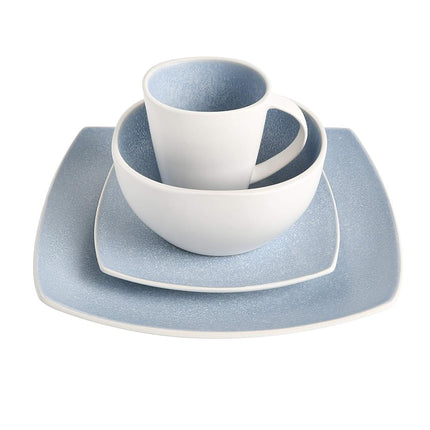 Gibson Elite Soho Lounge Reactive Glaze Stoneware Dinnerware Set, Service for 4 (16pc), Aqua Blue