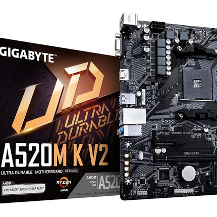 Gigabyte A520M K V2 Motherboard - Supports AMD Ryz
