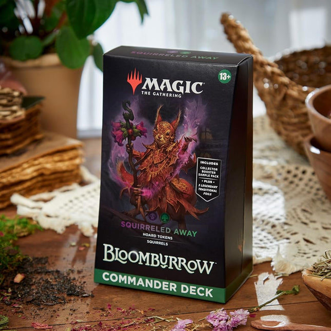 Magic: The Gathering Bloomburrow Commander Deck - Squirreled Away (100-Card Deck, 2-Card Collector Booster Sample Pack + Accessories) (English Version)
