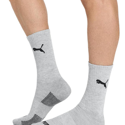 PUMA Men's 8 Pack Athletic Cushioned Crew Socks, White/Grey, 9-13 UK (Pack of 8)