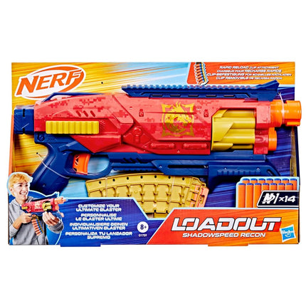 Nerf Loadout Shadowspeed Recon Blaster, 14-Dart Storage Attachment Accessory, 6-Dart Revolving Cylinder, 14 Nerf N1 Darts, Kids Toys & Gifts, Ages 8+
