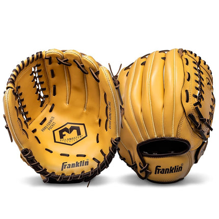Franklin Sports Field Master Baseball and Softball Mitt Baseball and Softball Field Glove, Unisex, Light Brown, 12 Inch