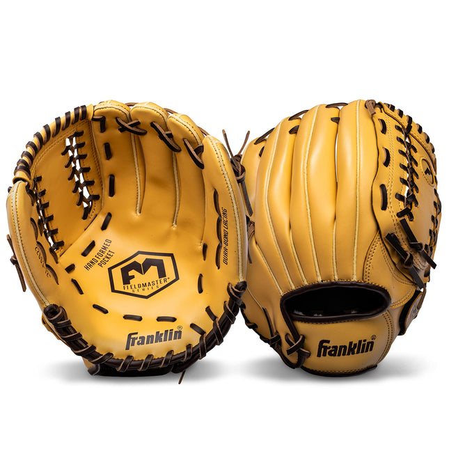 Franklin Sports Field Master Baseball and Softball Mitt Baseball and Softball Field Glove, Unisex, Light Brown, 12 Inch