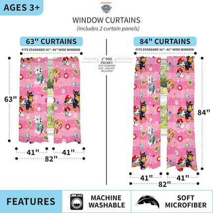 Juego de cortinas Franco para habitación infantil, 82 x 63 pulgadas, Paw Patrol Girls
