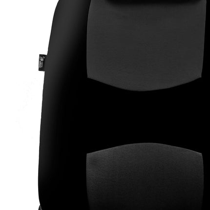 FH GROUP FH-FB351115 All Purpose Flat Cloth Built-In Seat Belt Seat Covers Solid Black Color, Airbag compatible and Split Bench W. FH1002 Non-Slip Dash Pad- Fit Most Car, Truck, Suv, or Van