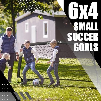 6x4 ft Kids Football Goal, Portable Junior Practice Soccer Net for Garden