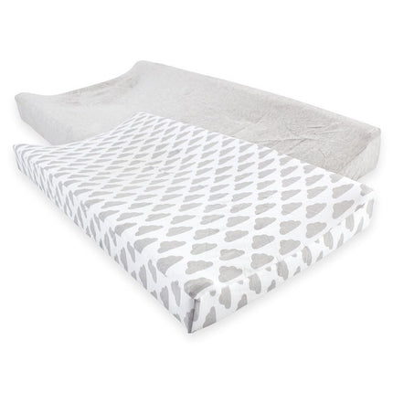 Hudson Baby Cotton Changing Pad Cover, 2 Pack, Heather Gray Cloud, One Size