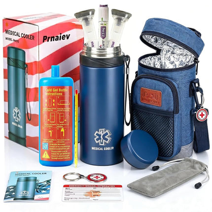 Prnaiev Travel Cooler Case with 7 Pens Insulin 48H