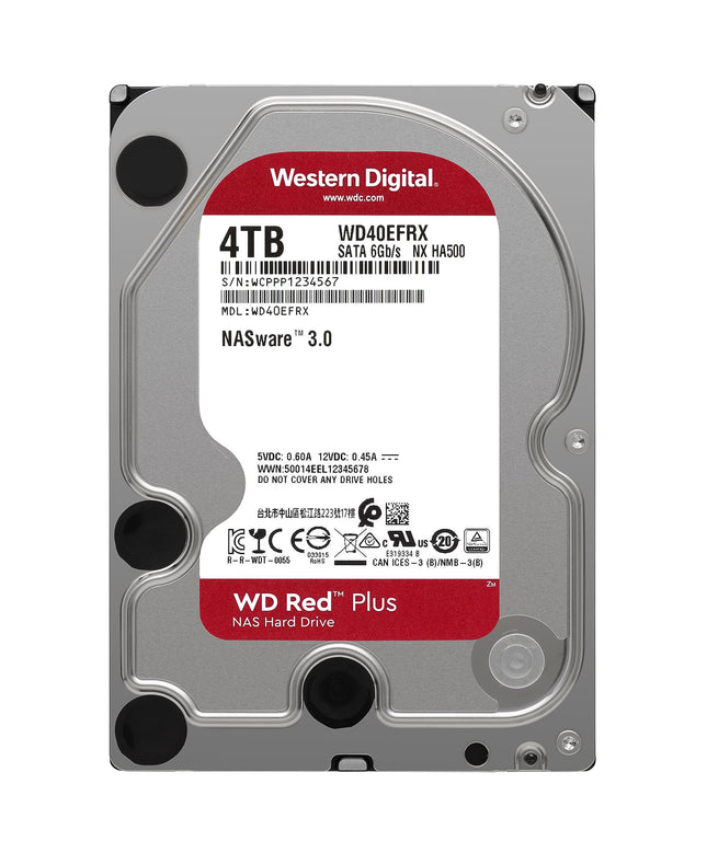 Disque dur interne Western Digital Red NAS 4 To Intellipower SATA 6 Gb/s Cache 64 Mo 3,5 pouces - Rouge (WD40EFAX)