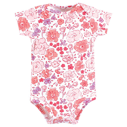 Hudson Baby Unisex Baby Cotton Bodysuits, Wonderful Floral, 0-3 Months