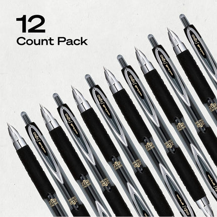 Uni-Ball Signo 207 Retractable Gel Pen, Micro Point, Black Ink, 12-Count