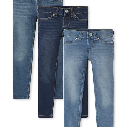 The Children's Place Girls' 3 Pack Stretch Denim Legging Jeans, Vaile Wash/Brooke Wash/Reflection Blue Wash, 6X-Large-7X-Large Slim
