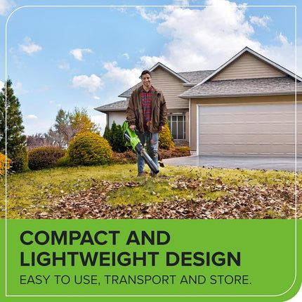Greenworks 40V (730 CFM / 190 MPH) Cordless Leaf Blower with High Power Brushless Motor, Lightweight Backyard Cleaner for Fast Debris Removal, Includes 5.0Ah Battery & 5A Rapid Charger