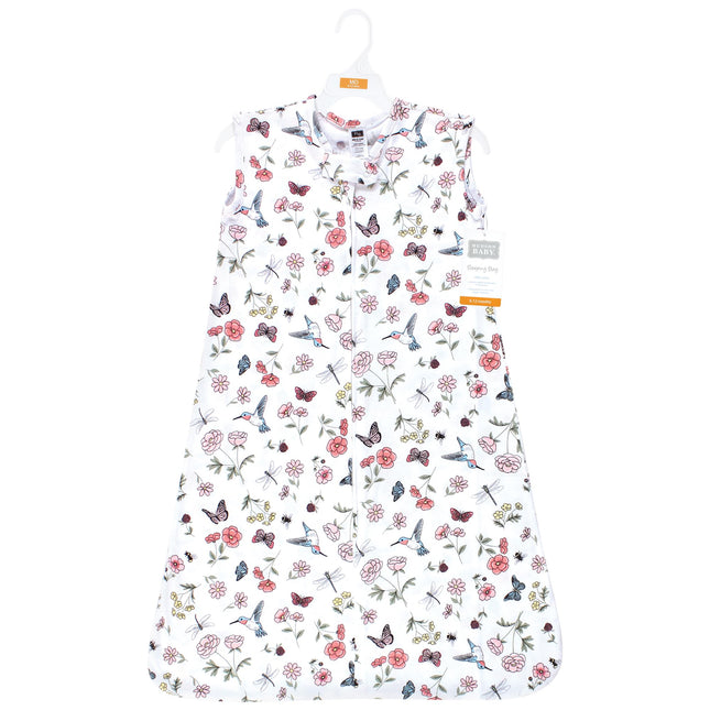 Saco de dormir Hudson Baby unisex de algodón sin mangas, manta, diseño de colibríes y jardín, de 6 a 12 meses
