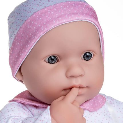 JC TOYS - 51 cm La Baby Doll Has Soft and Washable Body, Magic Bottle and Pacifier, White and Pink, Designed in Spain, +2 years old