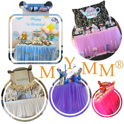 Jupon de table en tulle violet 9 pieds / 275 cm, Costume de demoiselle d'honneur/soeur de la mariée, Jupon de fête pour bébé, Décoration de table rectangulaire ou ronde, Décoration de fête d'anniversaire romantique de luxe (Onde)