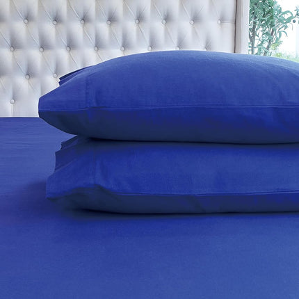 Elegant Comfort Soft 4-Piece 100% Turkish Cotton Flannel Sheet Set - Premium Quality, Deep Pocket Fitted Sheet, Ultra Soft, Cozy Warm and Anti-Pill Flannel Sheets - Cali King, Royal Blue