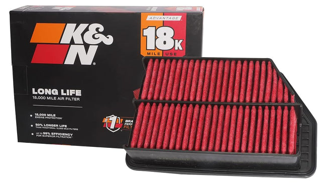 K&N Engine Air Filter: Long Life 18,000 Mile Repla