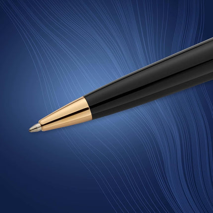 Waterman Expert Ballpoint Pen | Gloss Black with 23k Gold Trim | Medium Tip | Blue Ink | Gift Box