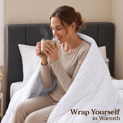 Utopia Bedding Comforter Duvet Insert - Quilted Comforter with Corner Tabs - Box Stitched Down Alternative Comforter (Twin, White)