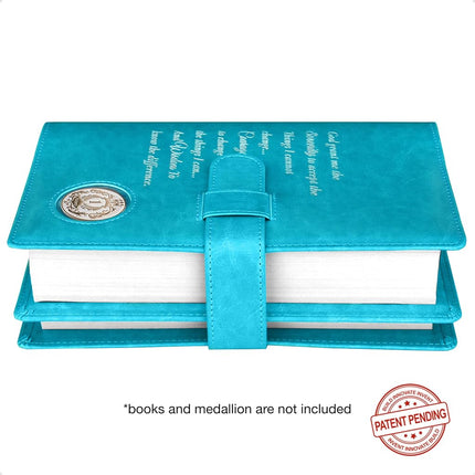 Double AA Big Book Cover & 12 Steps & 12 Traditions | by Galileo | Perfect Gift | Alcoholics Anonymous (Serenity Prayer/Coin Pocket/Ocean Turquoise)