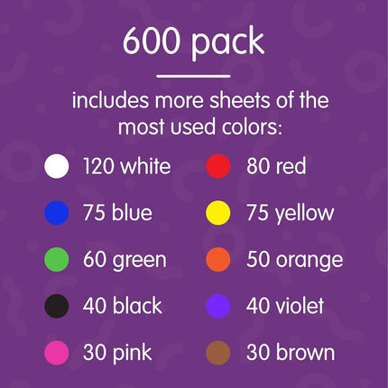 Colorations SMARTSTK Colorations Construction Paper Smart Pack (Pack of 600)