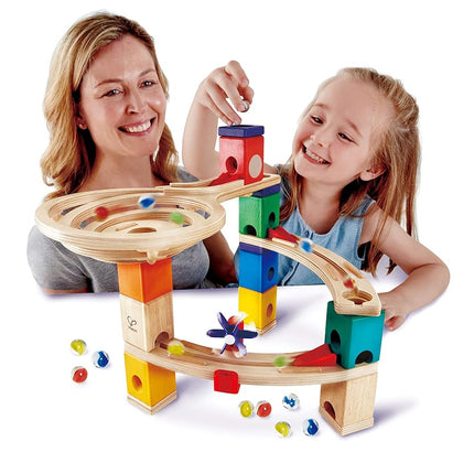 Hape Quadrilla Race to Finish Wooden Blocks with Marble Run Playset for 4+ Year Kids/Toddler