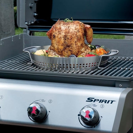 Weber Stainless Steel Poultry Roaster for Gourmet BBQ System - Juicy Grilling of Chicken and Turkey, Dishwasher Safe – Silver (8838)