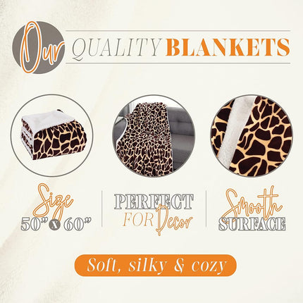 Elegant Comfort Reversible, Printed Sherpa Throw Blanket, All-Season Blanket- Super Soft, Cozy and Plush- Decorative Throw, Perfect for Lounging, 50 x 60 inches, Giraffe, Sherpa Throw Blanket