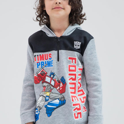 Sudadera con capucha y media cremallera de Transformers Optimus Prime Bumblebee Megatron para niños pequeños y grandes, gris, 2 años
