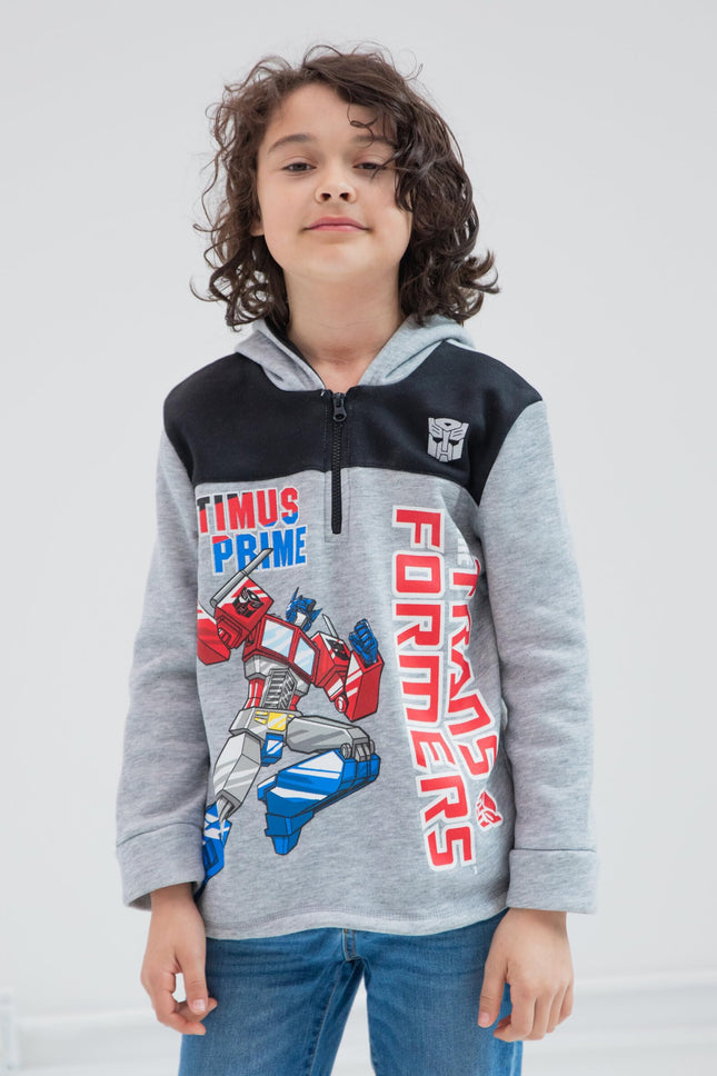 Transformers Optimus Prime Bumblebee Megatron Sweat à capuche demi-zip pour enfant et grand enfant, gris, 2 ans