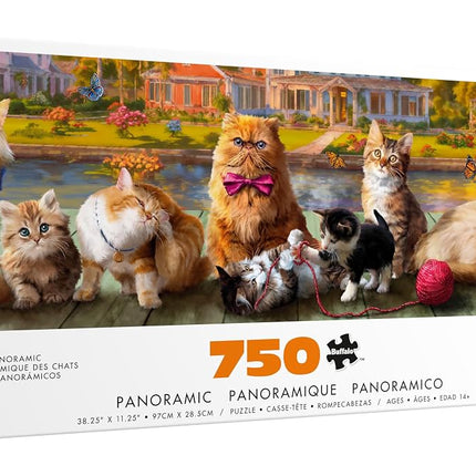 Buffalo Games - Panoramic Series - Cats - 750 Piece Jigsaw Puzzle for Adults - Challenging Puzzle Perfect for Game Nights - Finished Size is 38.25 x 11.25