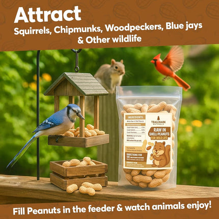 TRAILMARK NATURALS - 2 Packs of 5lb Bags (10lb Total) - Raw Squirrel Peanuts Raw in Shell Peanuts for Birds and Wildlife - Squirrel Feed, Wild Bird Seeds - Grown