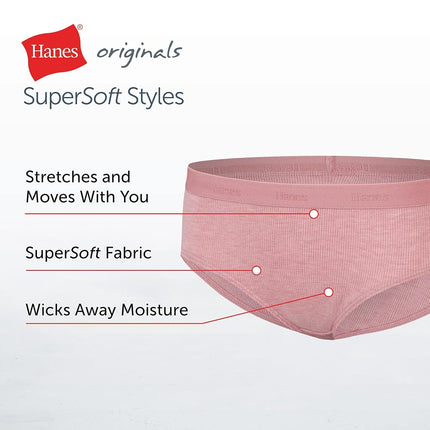 Hanes Ultimate Culottes et hipsters super doux pour filles, hipster - Bleu/Rose/Blanc, lot de 6, 14