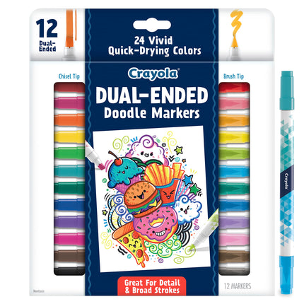 Crayola Dual Chisel Tip & Brush Markers, Art Markers, Gifts for Teens, 12ct