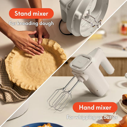 bella 3.5 Qt Hand Blender & Stand Mixer, 2 in 1 Electric Mixer with Bowl, Dough Hook, Whisk & Egg Beater, Multifunctional Handheld Blender & Mixer for Baking, 200 Watt, Oatmilk