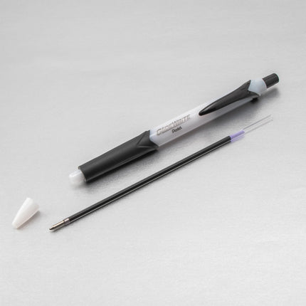 Pentel Pens, GlideWrite Ballpoint Pen with TechniFLO Ink - Bulk Pack of 12 BLACK Ink Pens 1.0mm with Retractable Barrel Design - Easy Grip & Smooth Writing, Metal Tip, Medium point pen.