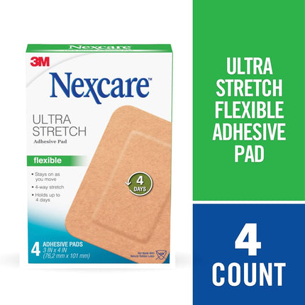 Nexcare Soft Fabric Adhesive Pad, 3 in x 4 in, 4 Pads