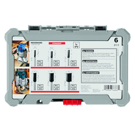 BOSCH RBS006SBS 6-Piece (Universally Compatible Accessory) Carbide-Tipped Groove Cutter Router Bit Assorted Set