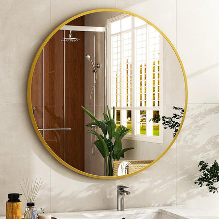 EASLY 24 Inch Round Mirror, Gold Metal Frame Wall Mirror for Bathroom